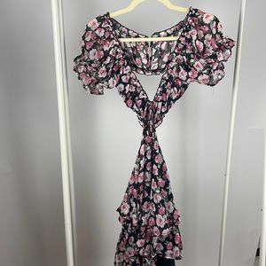 Flower print mesh dress
